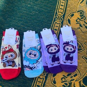 Kids Cartoon Socks - Red, Blue, Purple